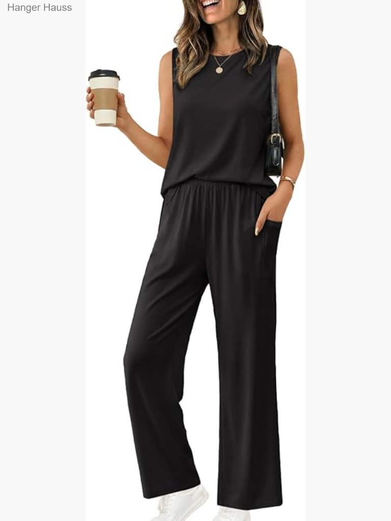 Sleeveless Lounge Set Two Piece Matching Pajamas Airport Outfit